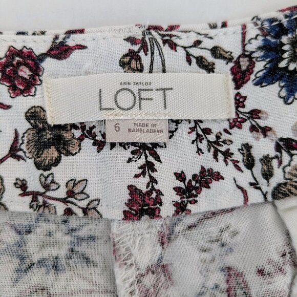 LOFT Women's Linen Blend Shorts Size 6 White Floral Print NWOT - Picture 6 of 7